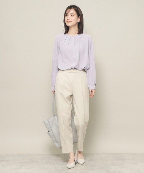 ITS'DEMO（イッツデモ）の「◆【普段着にも使える／卒業式・入学式／オフィス／セレモニー／ウエストゴム】ダブルクロステーパードパンツ（その他パンツ・レディース・ブラック/ナチュラル・00）」の5枚目の写真