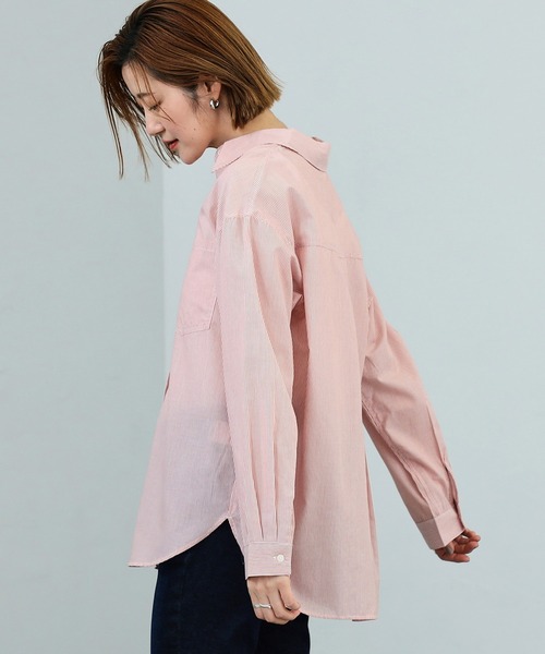 SOMETHING(サムシング)の「SOMETHING/サムシング ストライプ長袖シャツ(シャツ/ブラウス・レディース・イエロー/オレンジ/ブルー・FREE)」の19枚目の写真