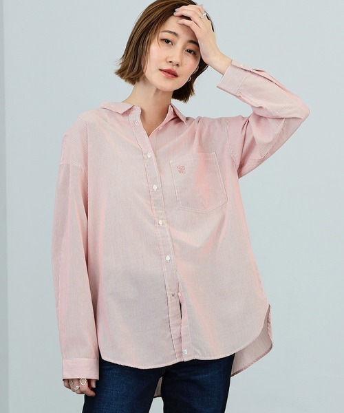 SOMETHING(サムシング)の「SOMETHING/サムシング ストライプ長袖シャツ(シャツ/ブラウス・レディース・イエロー/オレンジ/ブルー・FREE)」の5枚目の写真