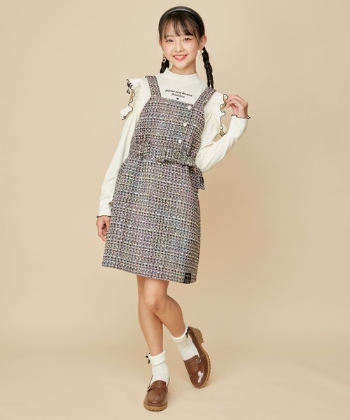 JENNI love（ジェニィラブ）の「ツイードジャンスカ（ジャンパースカート・キッズ・オフホワイト/ブラック・140cm/130cm/160cm/150cm）」の17枚目の写真