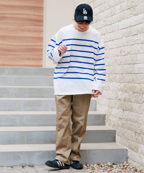 PENNEYS（ぺニーズ）の「【THE FOX】パネルボーダー/ロゴワッペンルーズプルオーバーロンT（Tシャツ/カットソー・メンズ・ホワイト/ネイビー・LARGE/MEDIUM）」の4枚目の写真