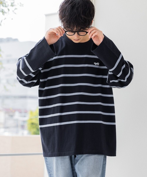 PENNEYS（ぺニーズ）の「【THE FOX】パネルボーダー/ロゴワッペンルーズプルオーバーロンT（Tシャツ/カットソー・メンズ・ホワイト/ネイビー・LARGE/MEDIUM）」の8枚目の写真