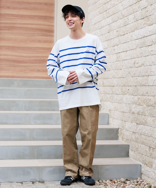 PENNEYS（ぺニーズ）の「【THE FOX】パネルボーダー/ロゴワッペンルーズプルオーバーロンT（Tシャツ/カットソー・メンズ・ホワイト/ネイビー・LARGE/MEDIUM）」の3枚目の写真