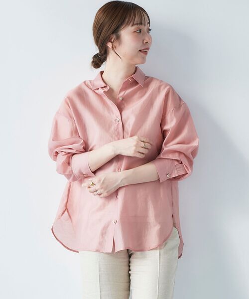 le.coeur blanc（ルクールブラン）の「シアーオーバーレギュラーカラーシャツ（シャツ/ブラウス・レディース・ベージュ/ピンク/モカ/ミント・38）」の4枚目の写真