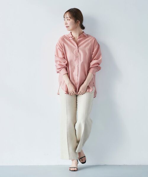 le.coeur blanc（ルクールブラン）の「シアーオーバーレギュラーカラーシャツ（シャツ/ブラウス・レディース・ベージュ/ピンク/モカ/ミント・38）」の8枚目の写真