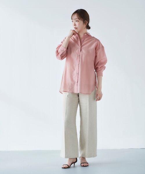 le.coeur blanc（ルクールブラン）の「シアーオーバーレギュラーカラーシャツ（シャツ/ブラウス・レディース・ベージュ/ピンク/モカ/ミント・38）」の10枚目の写真