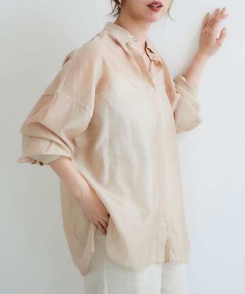 le.coeur blanc（ルクールブラン）の「シアーオーバーレギュラーカラーシャツ（シャツ/ブラウス・レディース・ベージュ/ピンク/モカ/ミント・38）」の14枚目の写真