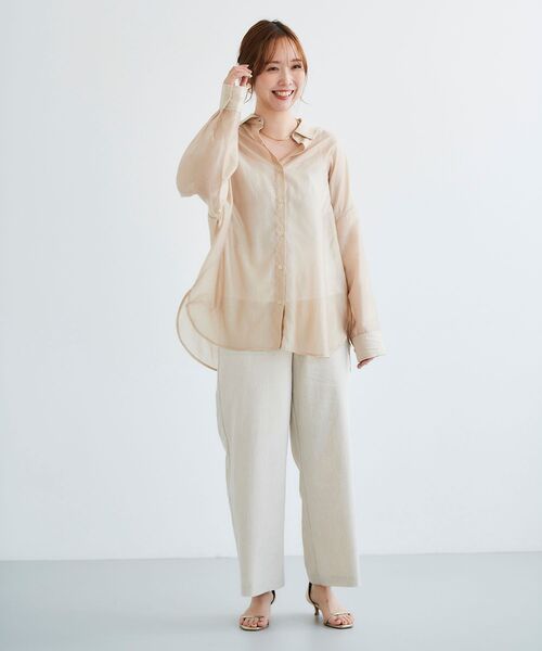 le.coeur blanc（ルクールブラン）の「シアーオーバーレギュラーカラーシャツ（シャツ/ブラウス・レディース・ベージュ/ピンク/モカ/ミント・38）」の15枚目の写真