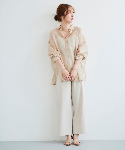 le.coeur blanc（ルクールブラン）の「シアーオーバーレギュラーカラーシャツ（シャツ/ブラウス・レディース・ベージュ/ピンク/モカ/ミント・38）」の16枚目の写真