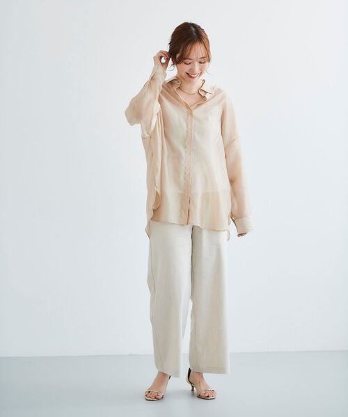 le.coeur blanc（ルクールブラン）の「シアーオーバーレギュラーカラーシャツ（シャツ/ブラウス・レディース・ベージュ/ピンク/モカ/ミント・38）」の17枚目の写真