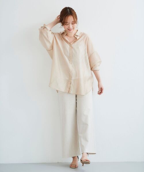 le.coeur blanc（ルクールブラン）の「シアーオーバーレギュラーカラーシャツ（シャツ/ブラウス・レディース・ベージュ/ピンク/モカ/ミント・38）」の18枚目の写真