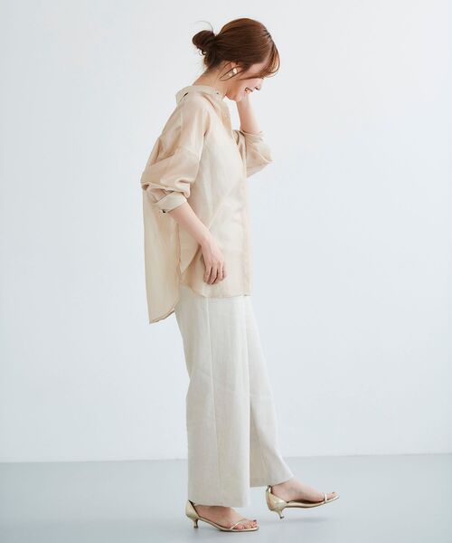 le.coeur blanc（ルクールブラン）の「シアーオーバーレギュラーカラーシャツ（シャツ/ブラウス・レディース・ベージュ/ピンク/モカ/ミント・38）」の19枚目の写真