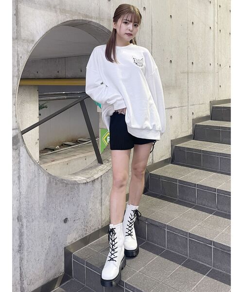 MURUA（ムルーア）の「リブニットキュロット【ショートパンツ】（その他パンツ・レディース・グレー/ブラック/アイボリー・FREE）」の7枚目の写真