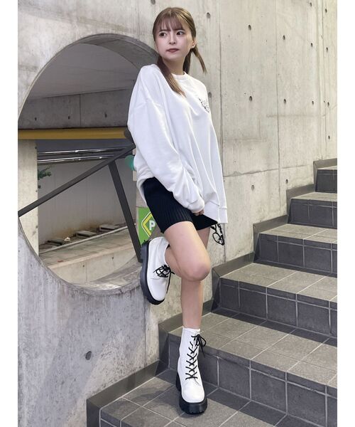 MURUA（ムルーア）の「リブニットキュロット【ショートパンツ】（その他パンツ・レディース・グレー/ブラック/アイボリー・FREE）」の8枚目の写真