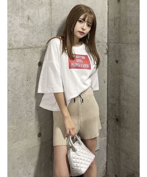 MURUA（ムルーア）の「リブニットキュロット【ショートパンツ】（その他パンツ・レディース・グレー/ブラック/アイボリー・FREE）」の9枚目の写真