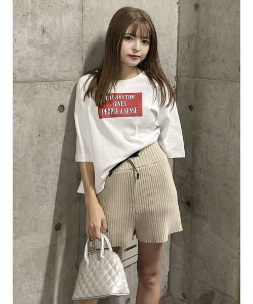 MURUA（ムルーア）の「リブニットキュロット【ショートパンツ】（その他パンツ・レディース・グレー/ブラック/アイボリー・FREE）」の10枚目の写真