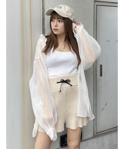 MURUA（ムルーア）の「リブニットキュロット【ショートパンツ】（その他パンツ・レディース・グレー/ブラック/アイボリー・FREE）」の17枚目の写真