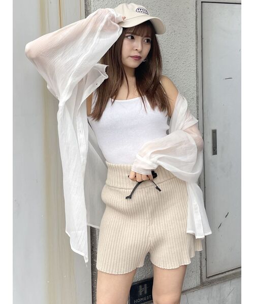 MURUA（ムルーア）の「リブニットキュロット【ショートパンツ】（その他パンツ・レディース・グレー/ブラック/アイボリー・FREE）」の18枚目の写真