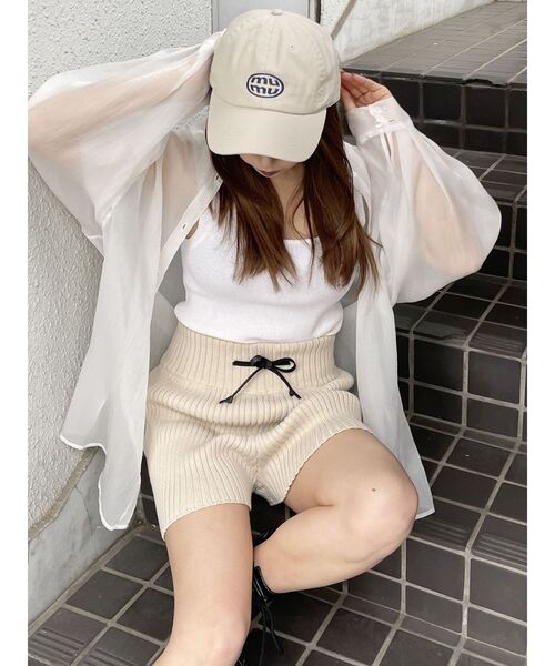 MURUA（ムルーア）の「リブニットキュロット【ショートパンツ】（その他パンツ・レディース・グレー/ブラック/アイボリー・FREE）」の19枚目の写真