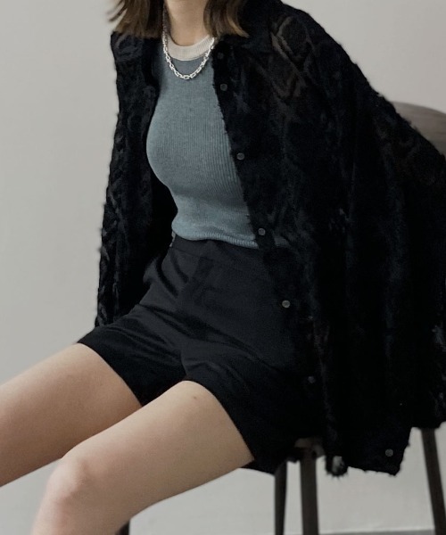 Reurie'(レウリィ)の「ハイウエストショートパンツ/highwaist short pants ミニ丈 シンプル カジュアル 綺麗め 韓国 後ろゴム モノトーン(その他パンツ・レディース・グレー/ブラック/アイボリー・FREE)」の3枚目の写真