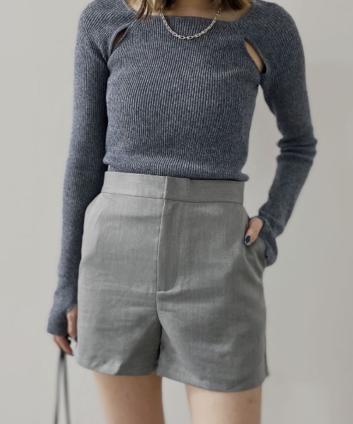 Reurie'(レウリィ)の「ハイウエストショートパンツ/highwaist short pants ミニ丈 シンプル カジュアル 綺麗め 韓国 後ろゴム モノトーン(その他パンツ・レディース・グレー/ブラック/アイボリー・FREE)」の12枚目の写真