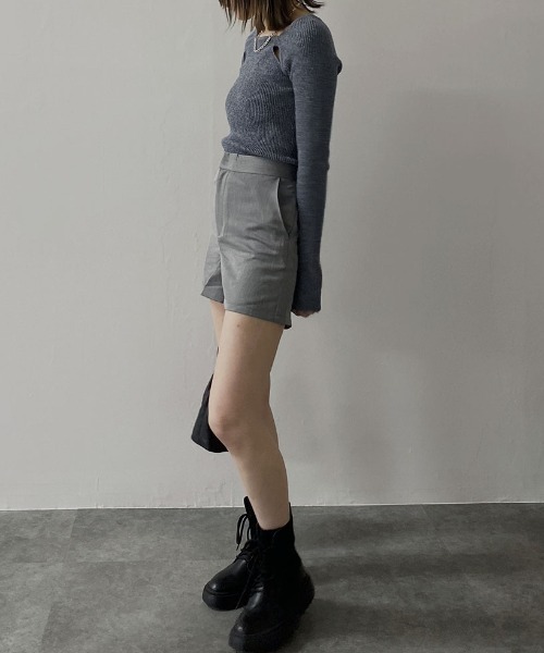 Reurie'(レウリィ)の「ハイウエストショートパンツ/highwaist short pants ミニ丈 シンプル カジュアル 綺麗め 韓国 後ろゴム モノトーン(その他パンツ・レディース・グレー/ブラック/アイボリー・FREE)」の15枚目の写真
