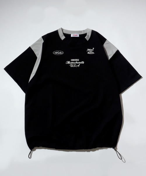 CONVERSE(コンバース)の「別注 CONVERSE(コンバース)ゲームシャツ/ナンバリング ユニフォームTシャツ/吸汗速乾・UVカット・接触冷感・耐塩素 メンズ レディース ユニセックス(Tシャツ/カットソー・メンズ・ブラック/ライトグレー/ホワイト/ブラック系その他/ホワイト系その他/ブラック系その他4/ブラック系その他3/ブラック系その他2/ホワイト系その他2/ホワイト系その他3/ホワイト×ブラック/ブラック×ホワイト/ブラック系その他6/ブラック系その他5・M/LL/L)」の6枚目の写真