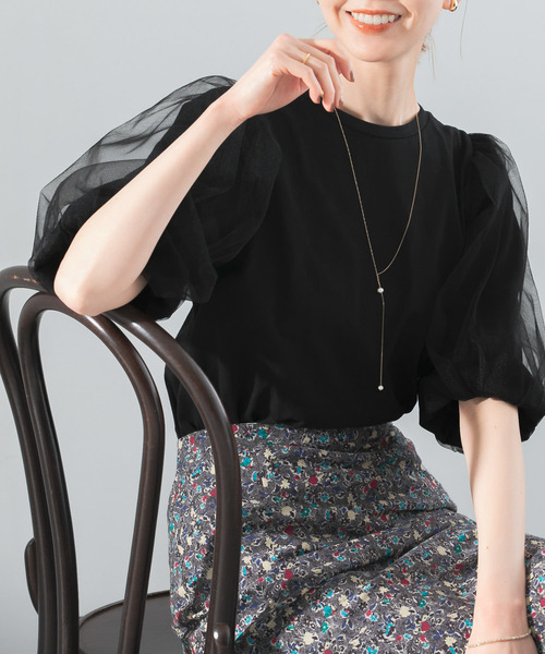 URBAN RESEARCH ROSSO - 新品未使用♪アーバンリサーチROSSO24Sブライトチュールスリーブカットソー♪ URBAN RESEARCH ROSSO WOMEN（アーバンリサーチ ロッソ）の