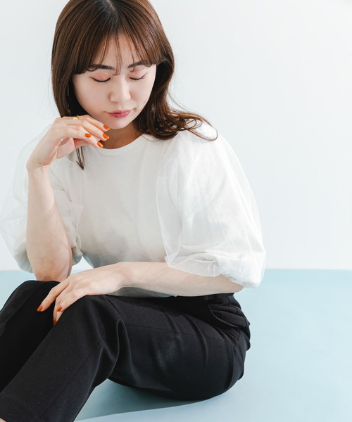 URBAN RESEARCH ROSSO - 新品未使用♪アーバンリサーチROSSO24Sブライトチュールスリーブカットソー♪ URBAN RESEARCH ROSSO WOMEN（アーバンリサーチ ロッソ）の