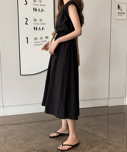 SHEPP(シープ)の「フレンチスリーブ ハイウエスト ボリュームワンピース(ワンピース・レディース・ブラック/アイボリー/カーキ/ダークグリーン/ベージュ/オレンジ/ネイビー/チェック/グリーン・S/M/L)」の10枚目の写真