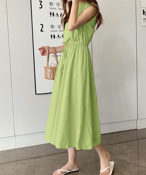 SHEPP(シープ)の「フレンチスリーブ ハイウエスト ボリュームワンピース(ワンピース・レディース・ブラック/アイボリー/カーキ/ダークグリーン/ベージュ/オレンジ/ネイビー/チェック/グリーン・S/M/L)」の13枚目の写真
