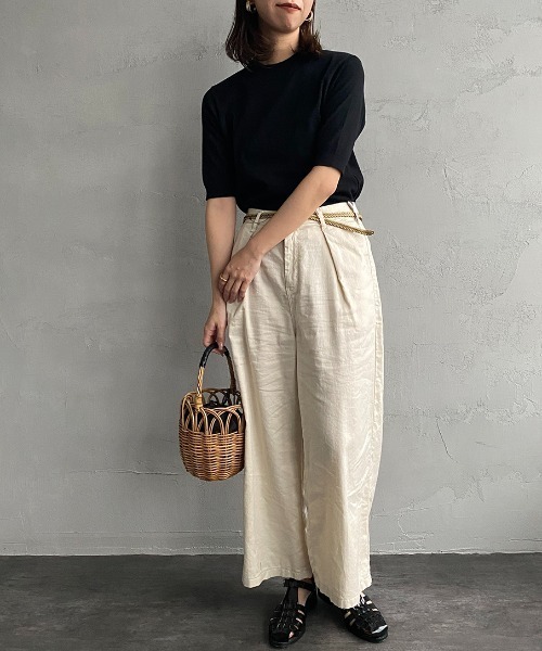 MUSINSA STANDARD LADY'S_2タックワイドベルトスラックス_5色 AZUL BY MOUSSY | ベルトタックワイドパンツ (パンツ ) |SHEL