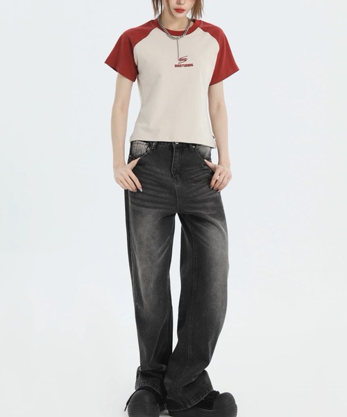 A‘gem 9(エージェムナイン)の「A'GEM/9 × .kom 『INSstudios/インスステュディオス』 ラグラン Tシャツ(Tシャツ/カットソー・メンズ・ピンク/ホワイト/ネイビー/グレー・S)」の13枚目の写真