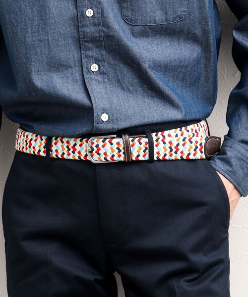 NOLLEY’S(ノーリーズ)の「【SWOLE PANDA/スウォール パンダ】RECYCLED WOVEN BELT ZIGZAG ゴムメッシュベルト(ベルト・メンズ・ブルー系その他/ベージュ系その他/ホワイト系その他・FREE)」の2枚目の写真