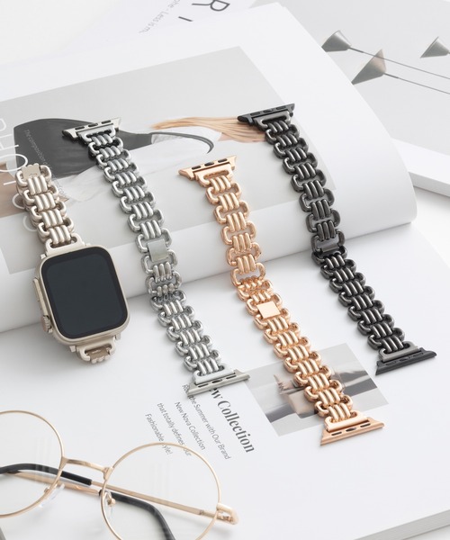 emonique(エモニーク)の「合金 Apple Watch バンド スマートウォッチバンド【38/40/41/42/44/45/49mm対応】(デジタル腕時計・レディース・ブラック/プラチナム/ゴールド/ピンクゴールド/シルバー・42/38)」の7枚目の写真