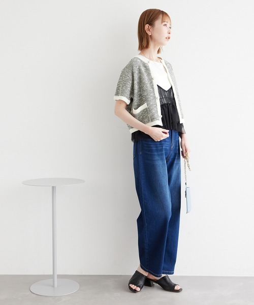 ROPE' PICNIC(ロペピクニック)の「金ボタンハーフスリーブニットカーディガン(カーディガン/ボレロ・レディース・ベージュ系その他/オフホワイト/ブラック系その他・38)」の20枚目の写真