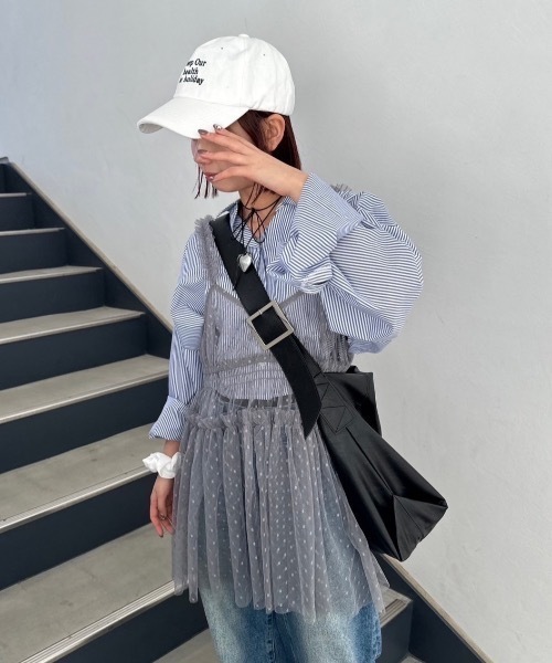 nemne store(ネンネストア)の「リボンモチーフ刺繍アソートストライプショートシャツ(シャツ/ブラウス・レディース・ライトブルー/アイボリー/ブルー・フリー)」の17枚目の写真