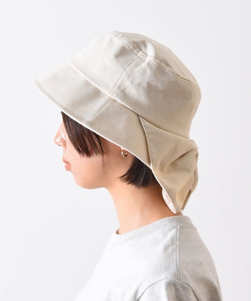 CALIFORNIA OUTFITTERS(カリフォルニア アウトフィッターズ)の「1-4A7 【紫外線対策】2WAY リボン サンシェード ハット(ハット・レディース・グレー/キナリ・FREE)」の6枚目の写真