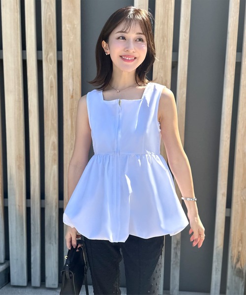 KOBE LETTUCE（コウベレタス）の「[ 水野佐彩さんコラボ ]　前後2wayバルーンジレ（ベスト・レディース・ブラック/チャコールグレー/オフホワイト・SHORT/LONG）」の5枚目の写真