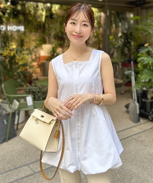 KOBE LETTUCE（コウベレタス）の「[ 水野佐彩さんコラボ ]　前後2wayバルーンジレ（ベスト・レディース・ブラック/チャコールグレー/オフホワイト・SHORT/LONG）」の12枚目の写真