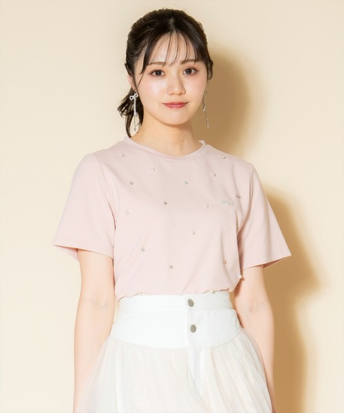 WILLSELECTION（ウィルセレクション）の「ランダムラインストーンロゴTシャツ（Tシャツ/カットソー・レディース・イエロー/ピンク/オフホワイト・SMALL/MEDIUM）」の3枚目の写真