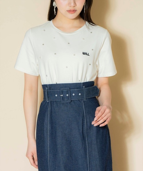 WILLSELECTION（ウィルセレクション）の「ランダムラインストーンロゴTシャツ（Tシャツ/カットソー・レディース・イエロー/ピンク/オフホワイト・SMALL/MEDIUM）」の10枚目の写真