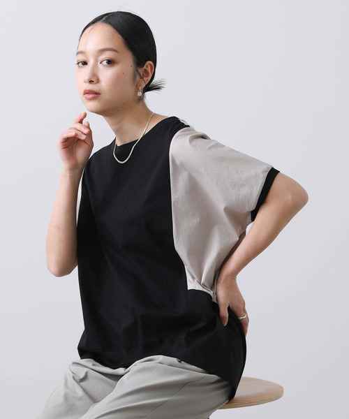 セール】バイカラー切替フレンチカットソー（Tシャツ/カットソー