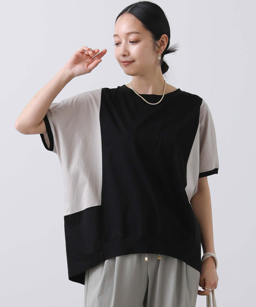セール】バイカラー切替フレンチカットソー（Tシャツ/カットソー