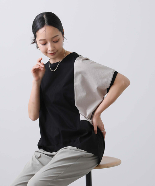 セール】バイカラー切替フレンチカットソー（Tシャツ/カットソー