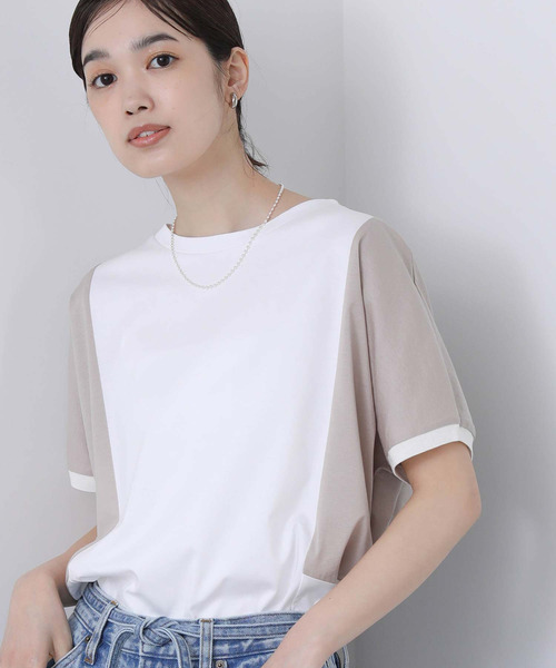 セール】バイカラー切替フレンチカットソー（Tシャツ/カットソー