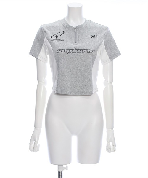 clear（クリア）の「ハーフジッププリント配色カットソートップス［韓国ファッション ショート丈 ゲームシャツ］≪再入荷≫（Tシャツ/カットソー・レディース・カーキ/ブラック/グレー・F）」の18枚目の写真