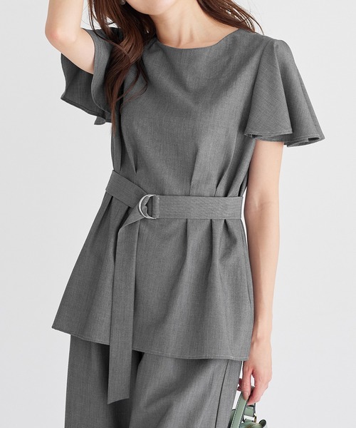 alotta(アロッタ)の「麻調袖タックブラウス(シャツ/ブラウス・レディース・ライトブルー/ベージュ/グレー・LARGE/X-LARGE/MEDIUM)」の1枚目の写真