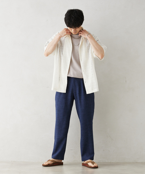 JOURNAL STANDARD relume(ジャーナルスタンダード レリューム)の「TECH CANVAS ストライプ ワイドイージーパンツ(スラックス・メンズ・ブラック/ベージュ/ネイビー・MEDIUM/LARGE)」の15枚目の写真