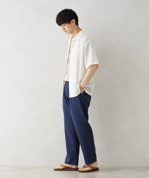 JOURNAL STANDARD relume(ジャーナルスタンダード レリューム)の「TECH CANVAS ストライプ ワイドイージーパンツ(スラックス・メンズ・ブラック/ベージュ/ネイビー・MEDIUM/LARGE)」の14枚目の写真